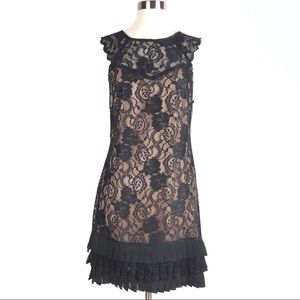 KENSIE lace dress 8 black ruffle tiered drop waist